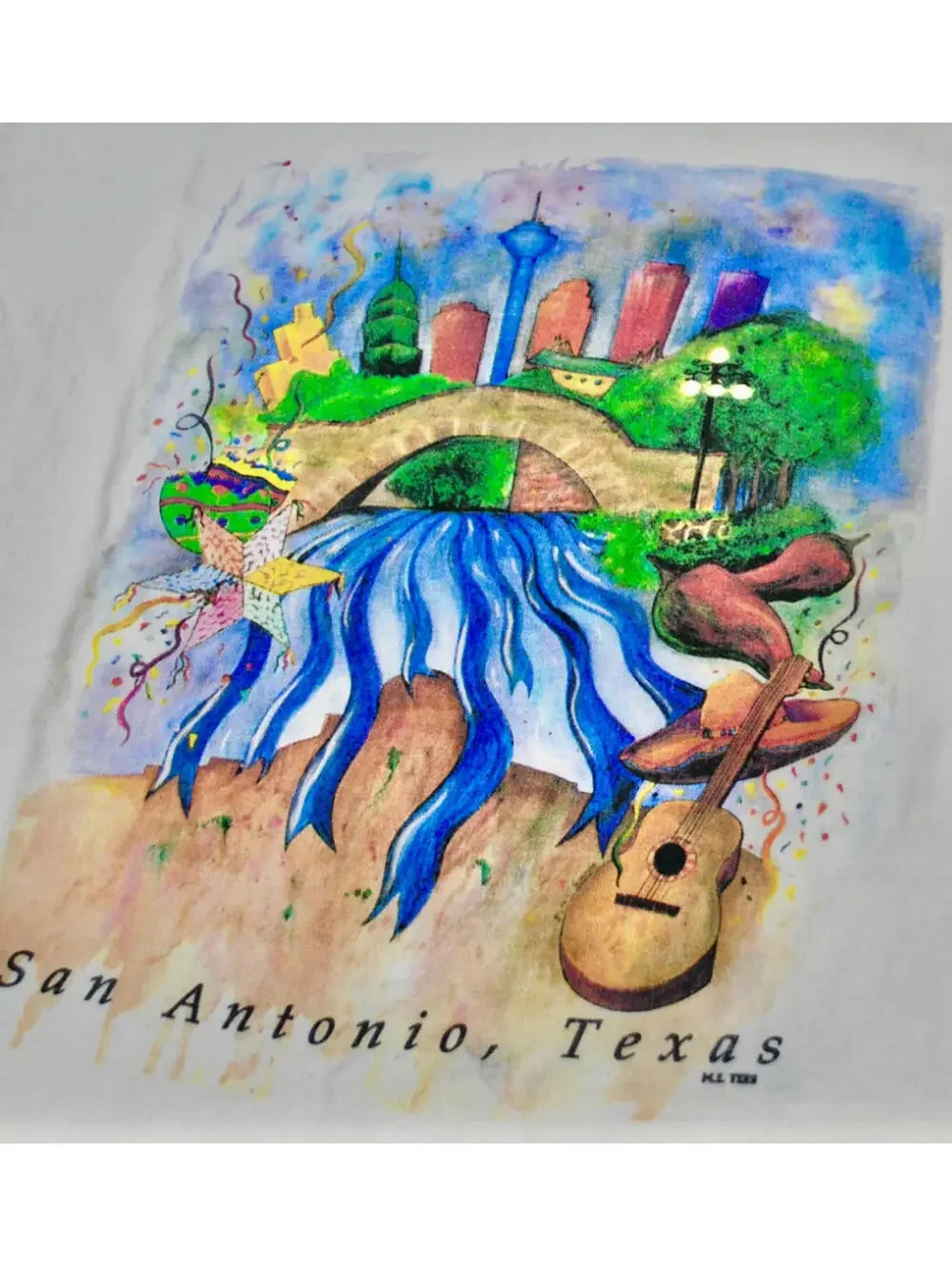 Vintage San Antonio Texas Boardwalk City State White Shirt Size Large